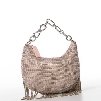 Borsa ‘Mini Croissant’ in strass con frange Twinset