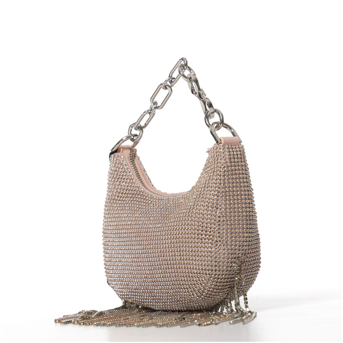 Borsa ‘Mini Croissant’ in strass con frange Twinset