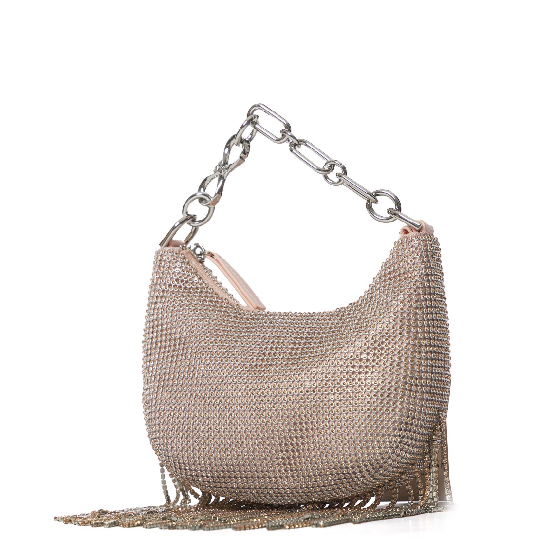 Borsa ‘Mini Croissant’ in strass con frange Twinset