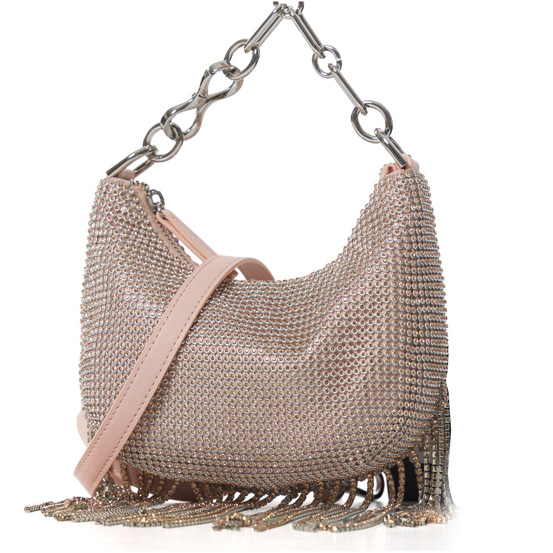 Borsa ‘Mini Croissant’ in strass con frange Twinset