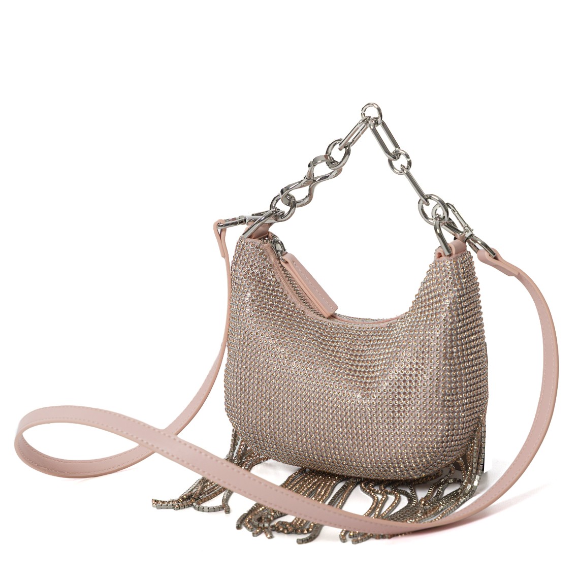 Borsa ‘Mini Croissant’ in strass con frange Twinset