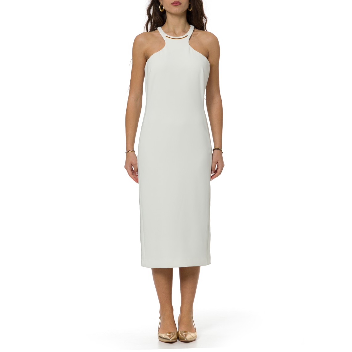 Abito in crêpe leggero con dettaglio gioiello Elisabetta Franchi