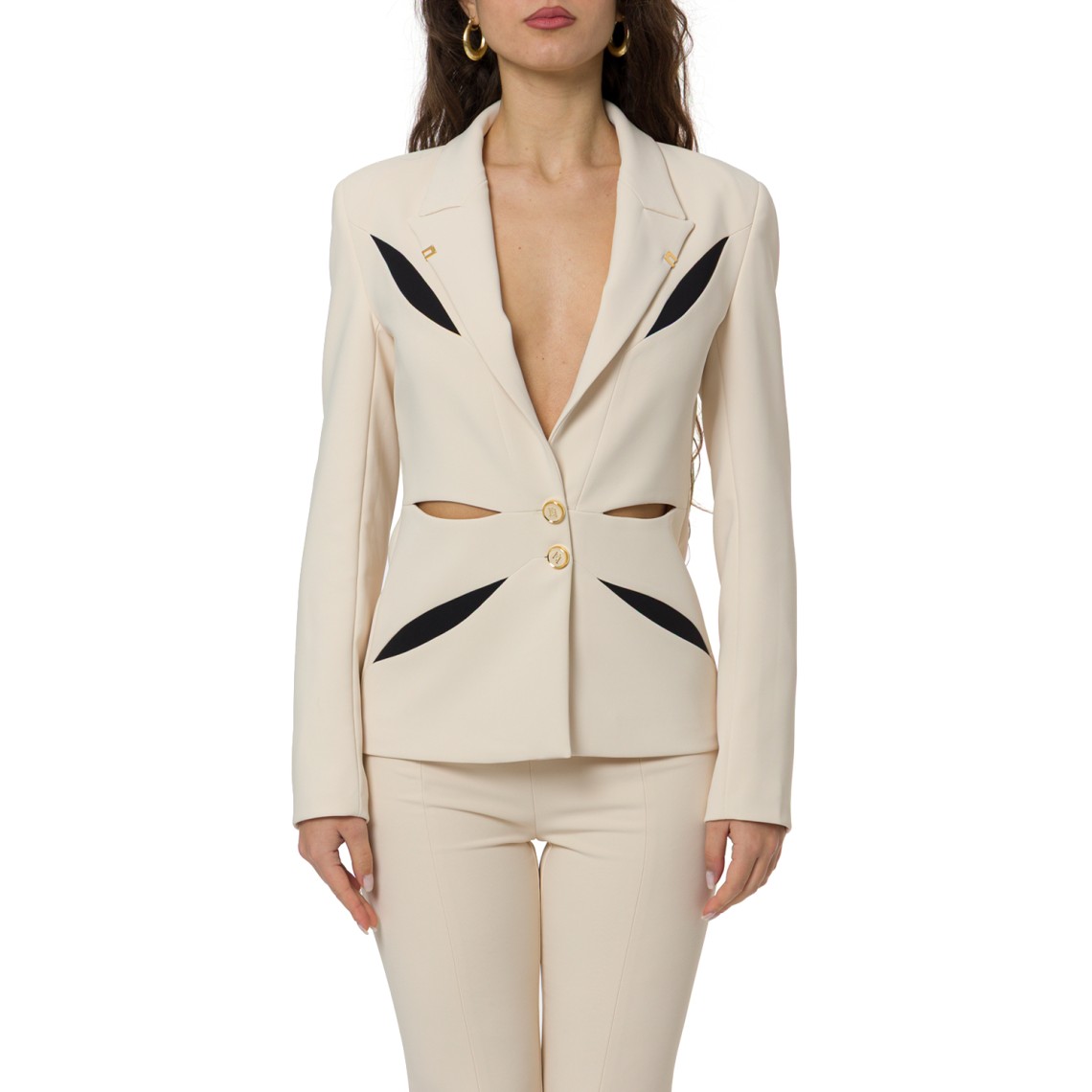 Giacca in crêpe leggero con cut-out bicolore Elisabetta Franchi
