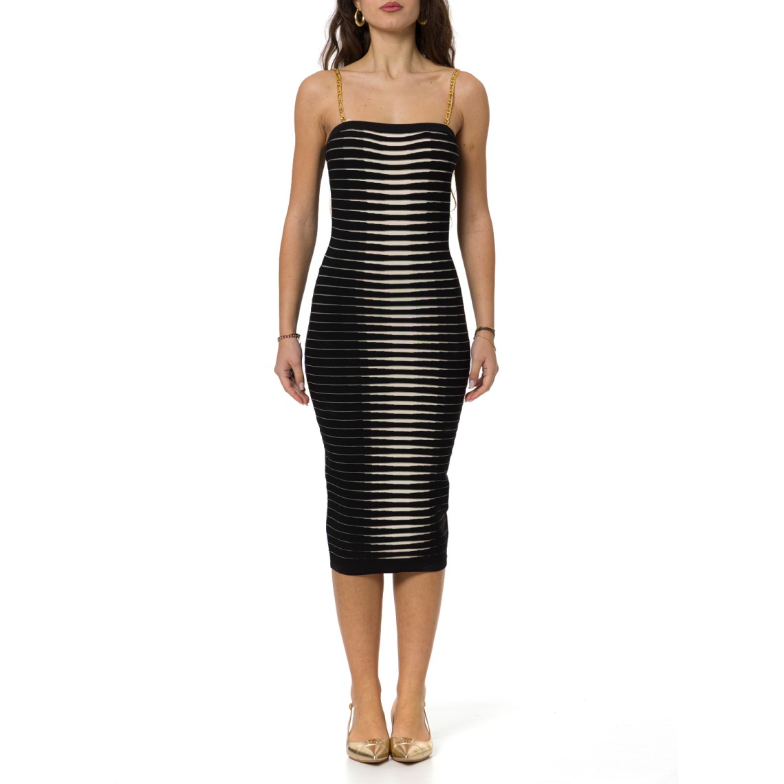 Abito in maglia con zebra jacquard Elisabetta Franchi