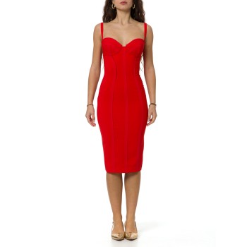 Abito in crêpe leggero con tessuto a taglio vivo...