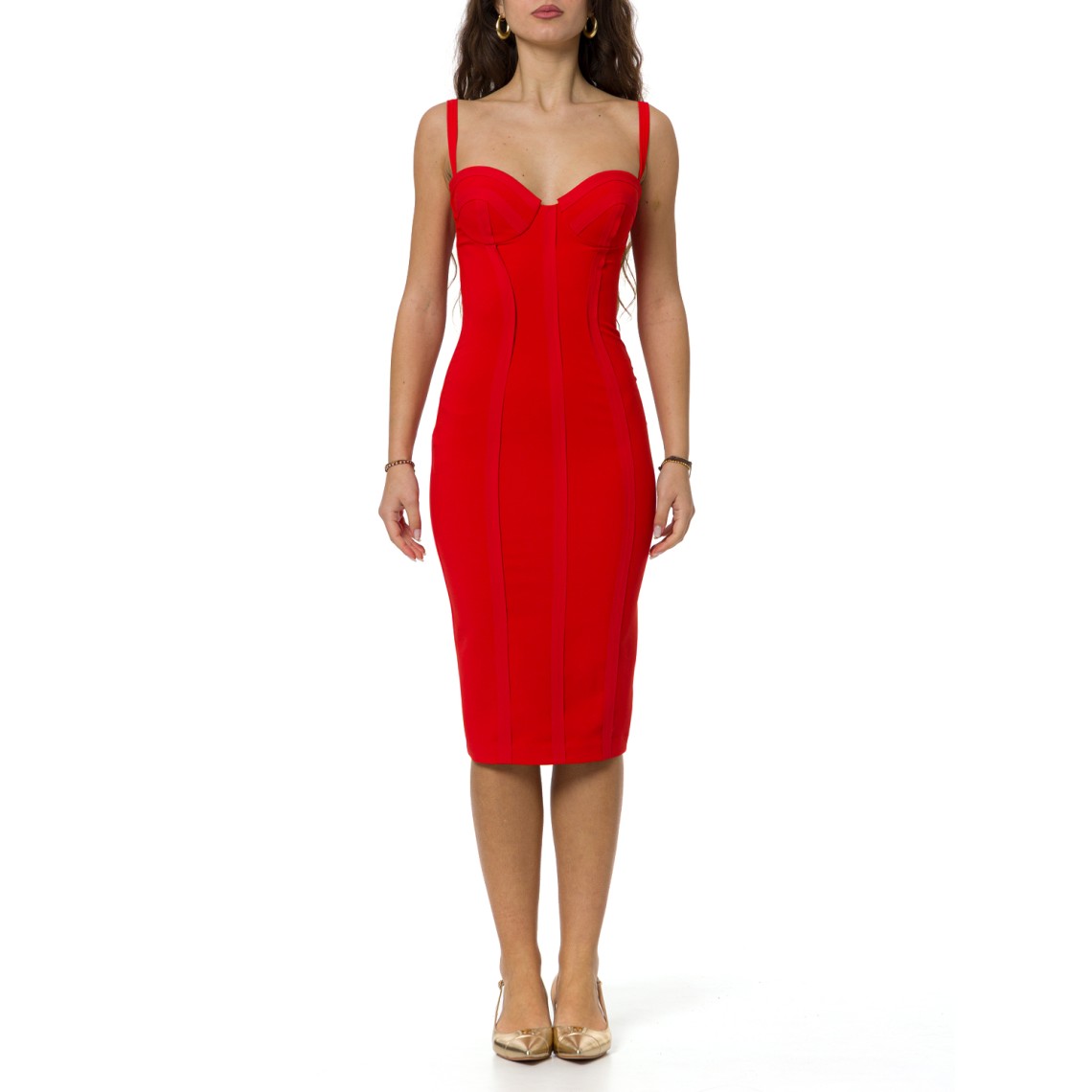 Abito in crêpe leggero con tessuto a taglio vivo Elisabetta Franchi