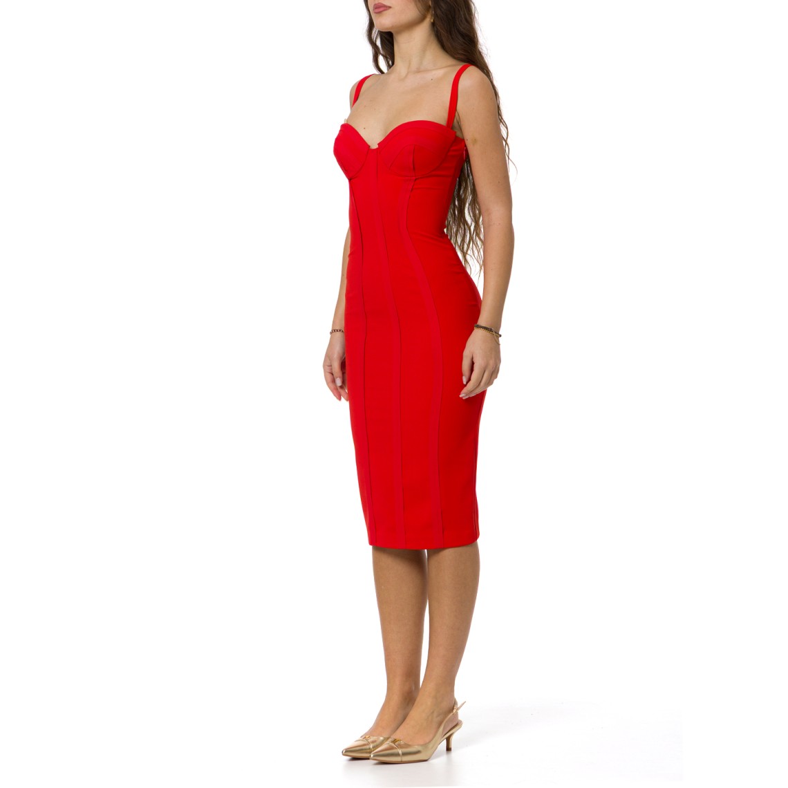 Abito in crêpe leggero con tessuto a taglio vivo Elisabetta Franchi