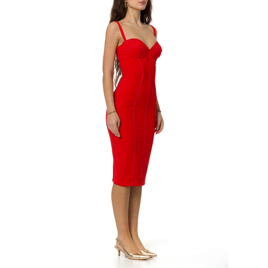 Abito in crêpe leggero con tessuto a taglio vivo Elisabetta Franchi