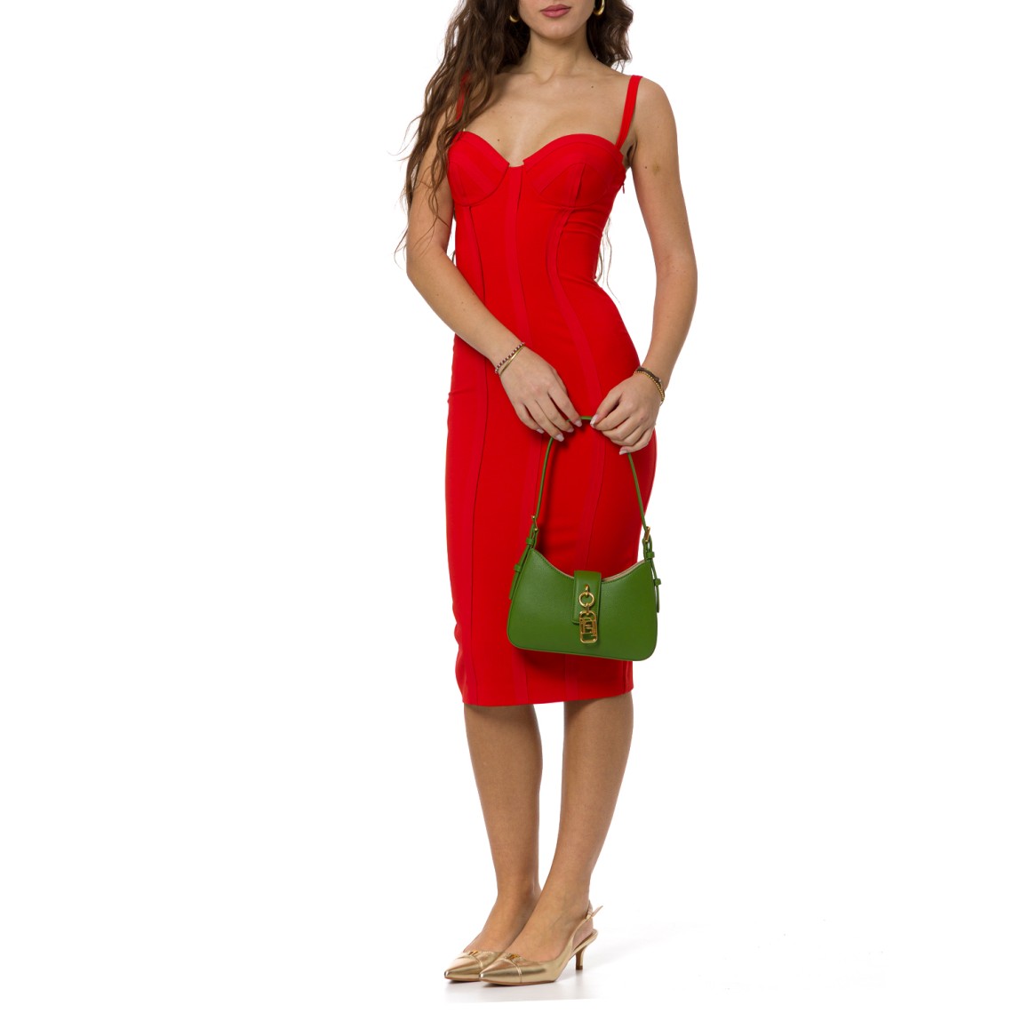 Abito in crêpe leggero con tessuto a taglio vivo Elisabetta Franchi