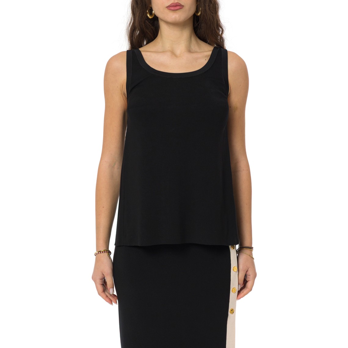 Top in maglia con bande in viscosa lucida Elisabetta Franchi