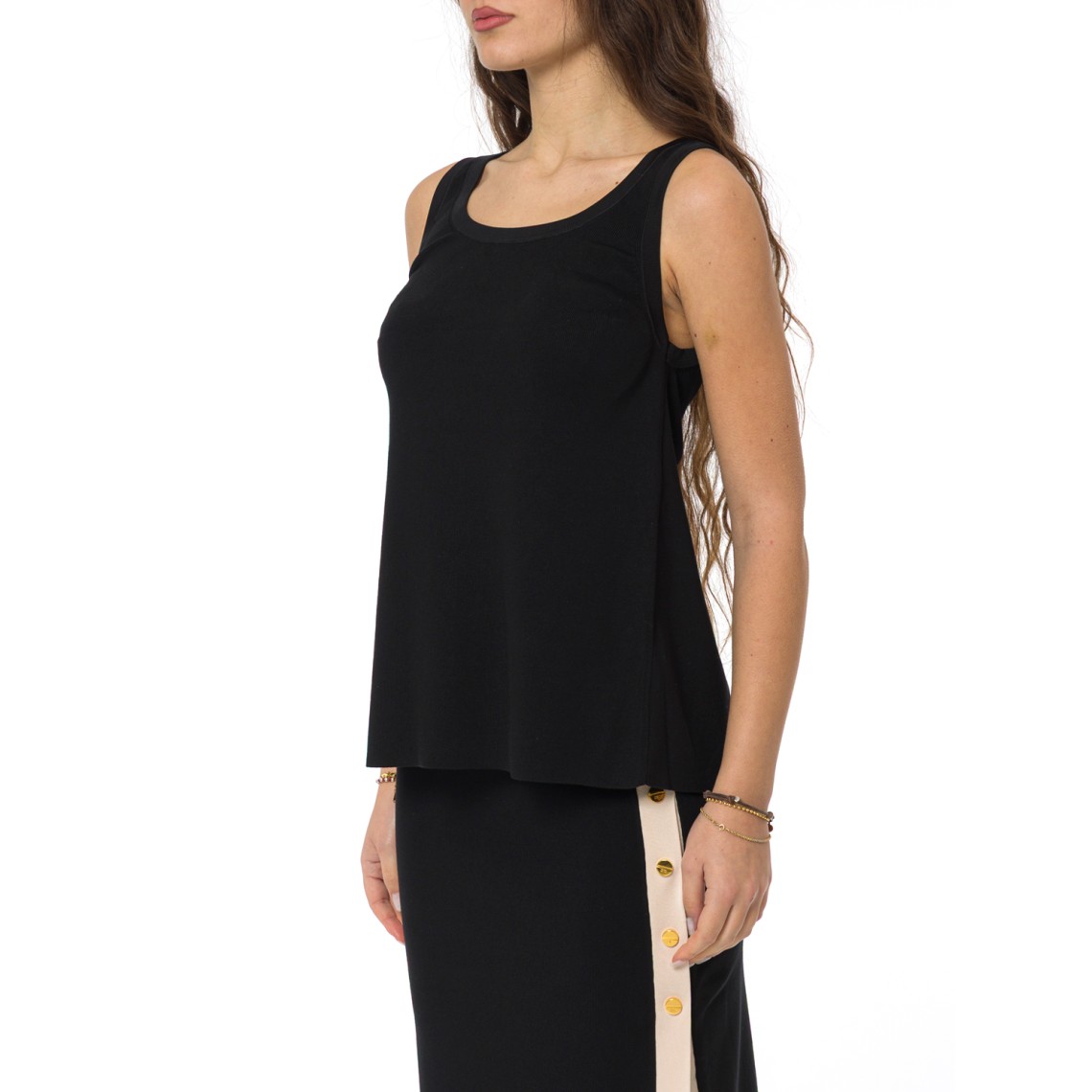 Top in maglia con bande in viscosa lucida Elisabetta Franchi