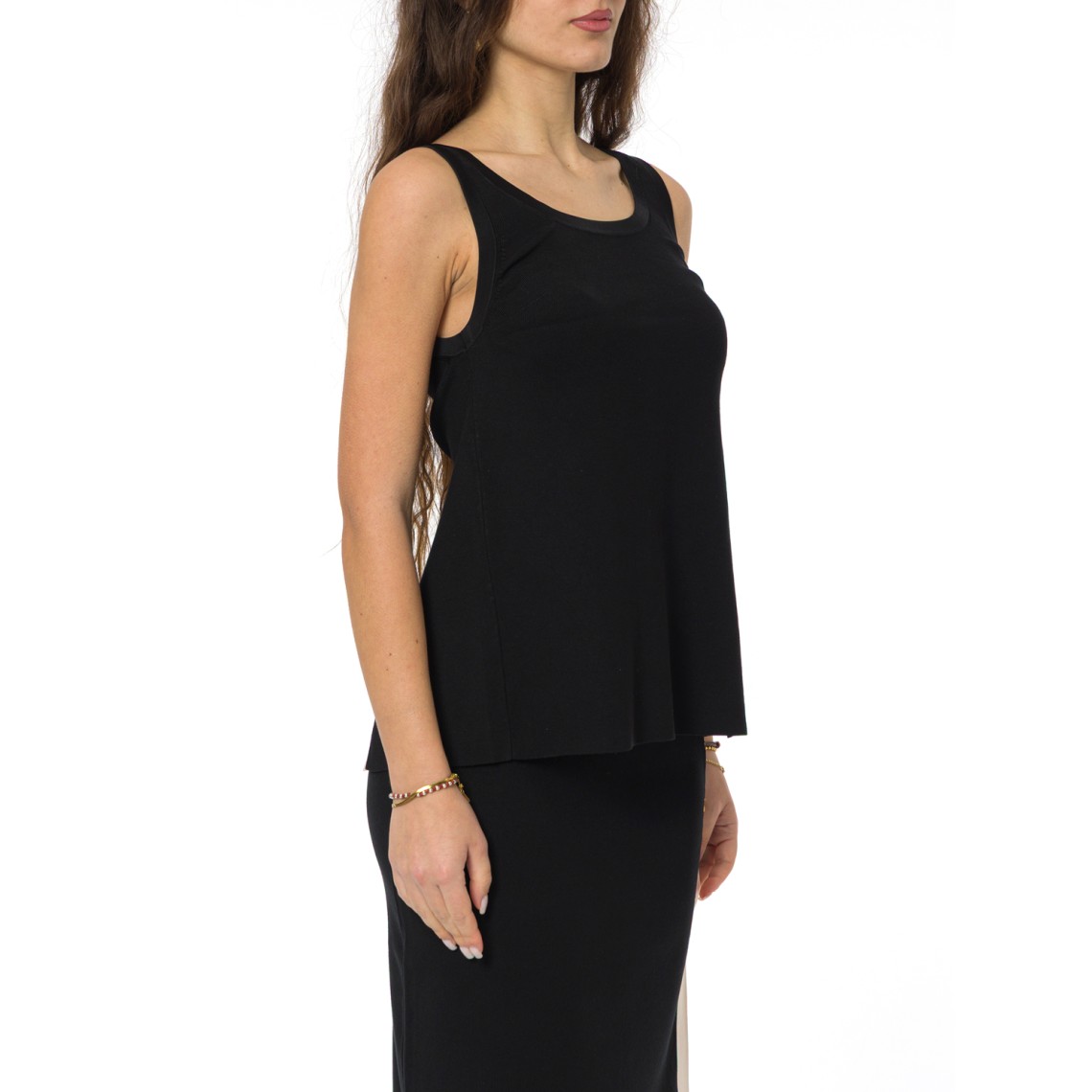 Top in maglia con bande in viscosa lucida Elisabetta Franchi