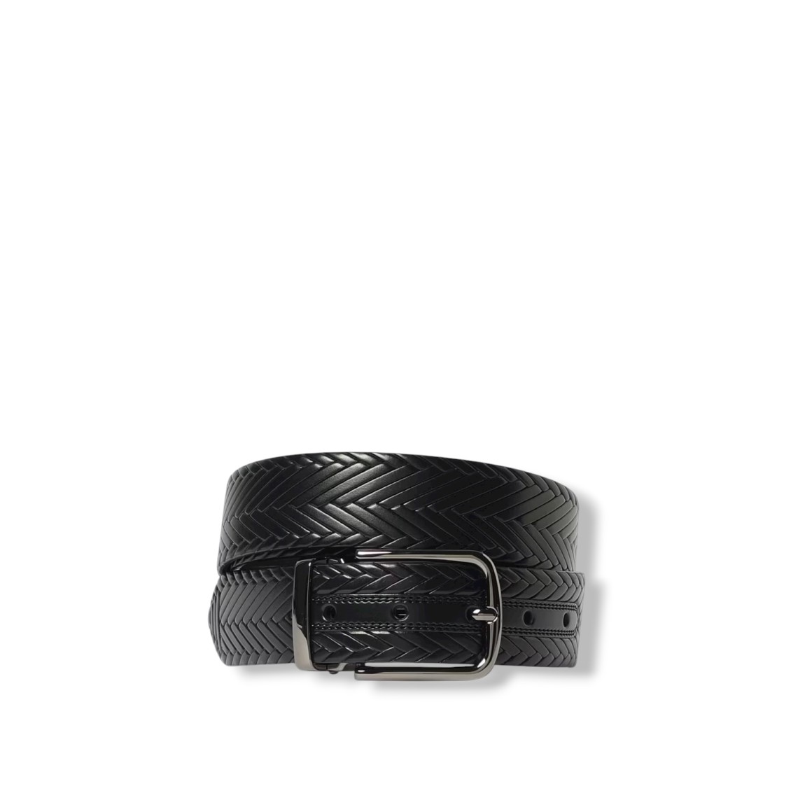 Cintura Emporio Armani in pelle intrecciata chevron