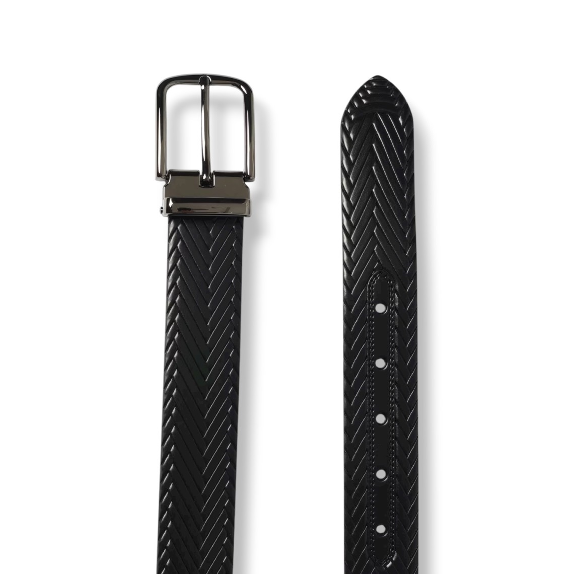 Cintura Emporio Armani in pelle intrecciata chevron