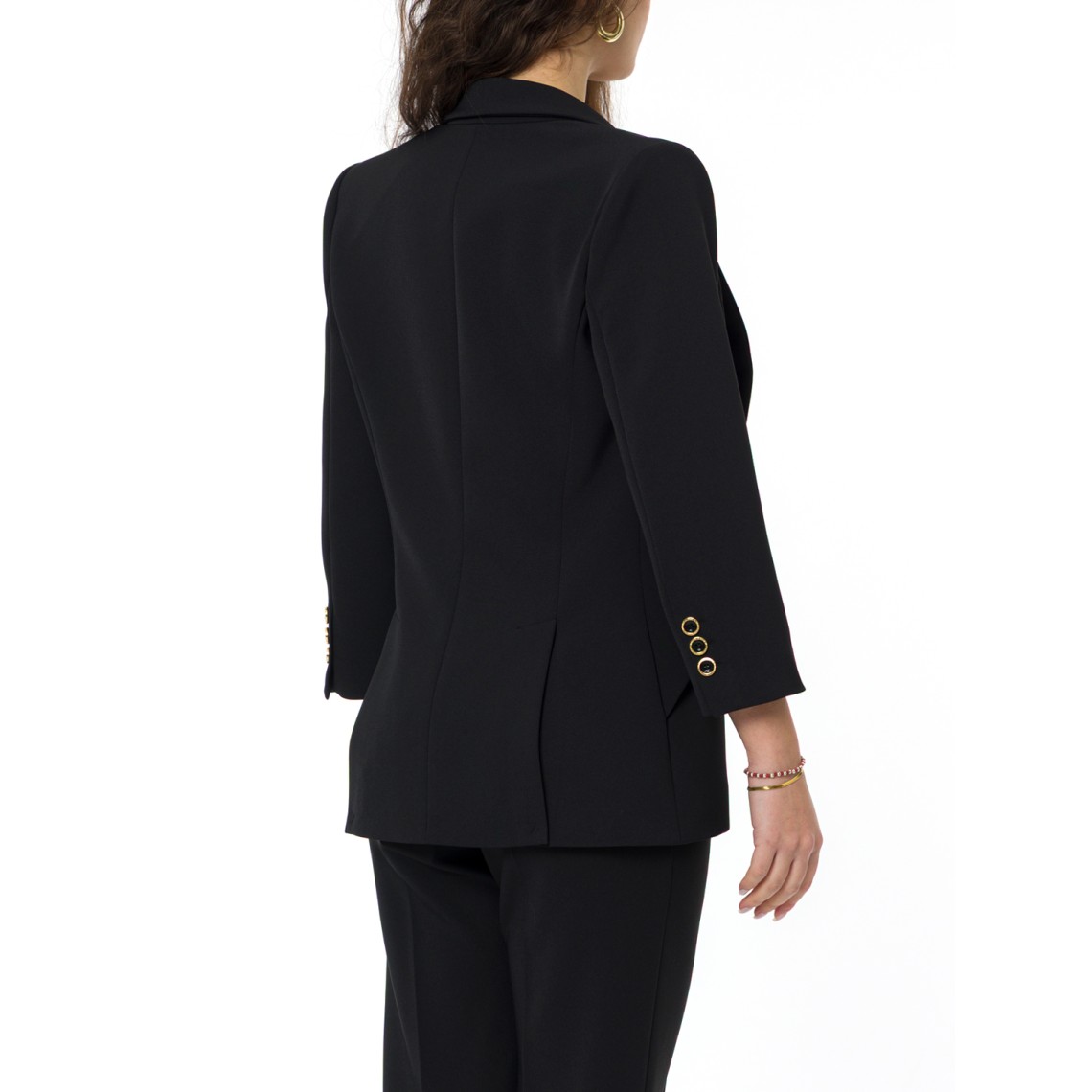 Giacca in doppio crêpe stretch con dettagli logo Elisabetta Franchi