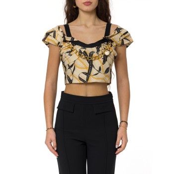Top in cotone stretch con collana Elisabetta Franchi