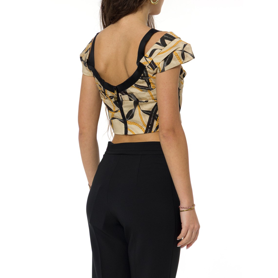 Top in cotone stretch con collana Elisabetta Franchi