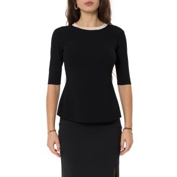 Top in maglia con bande in viscosa lucida Elisabetta Franchi