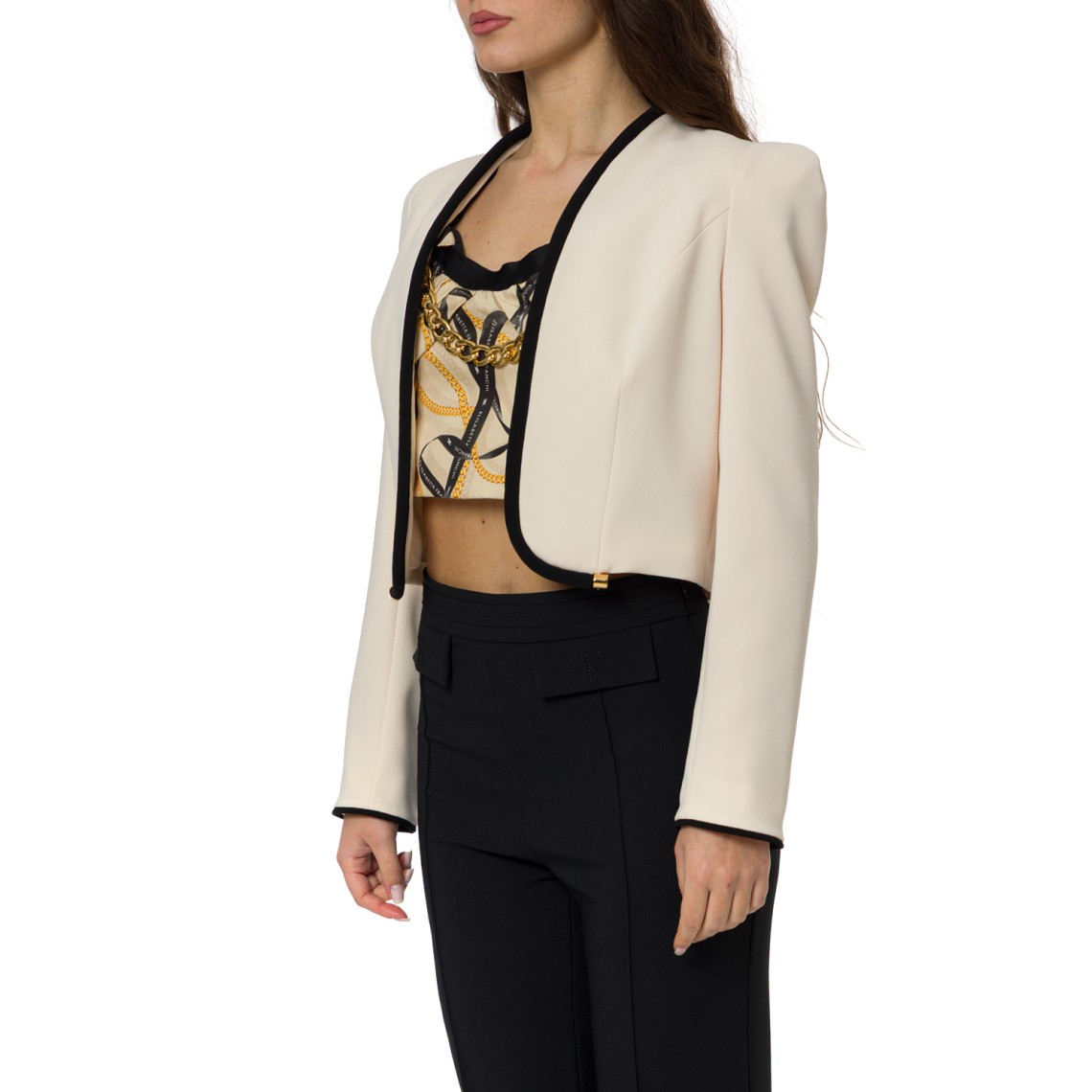 Giacca in crêpe leggero con piping 3D Elisabetta Franchi