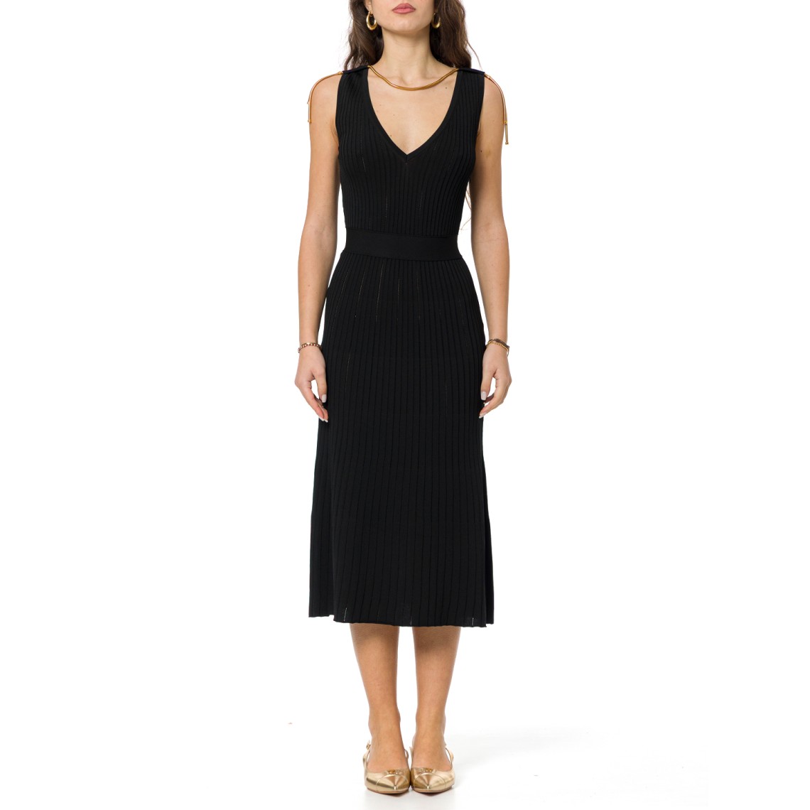 Abito in maglia à jour con dettaglio gioiello Elisabetta Franchi