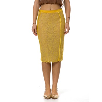 Gonna in pizzo floreale e raso Elisabetta Franchi