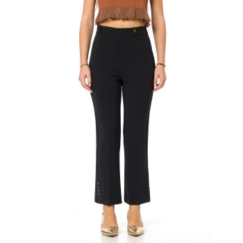 Pantaloni in doppio crêpe stretch con logo charm...