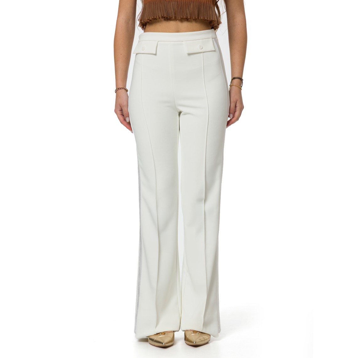 Pantaloni in crêpe leggero e raso Elisabetta Franchi