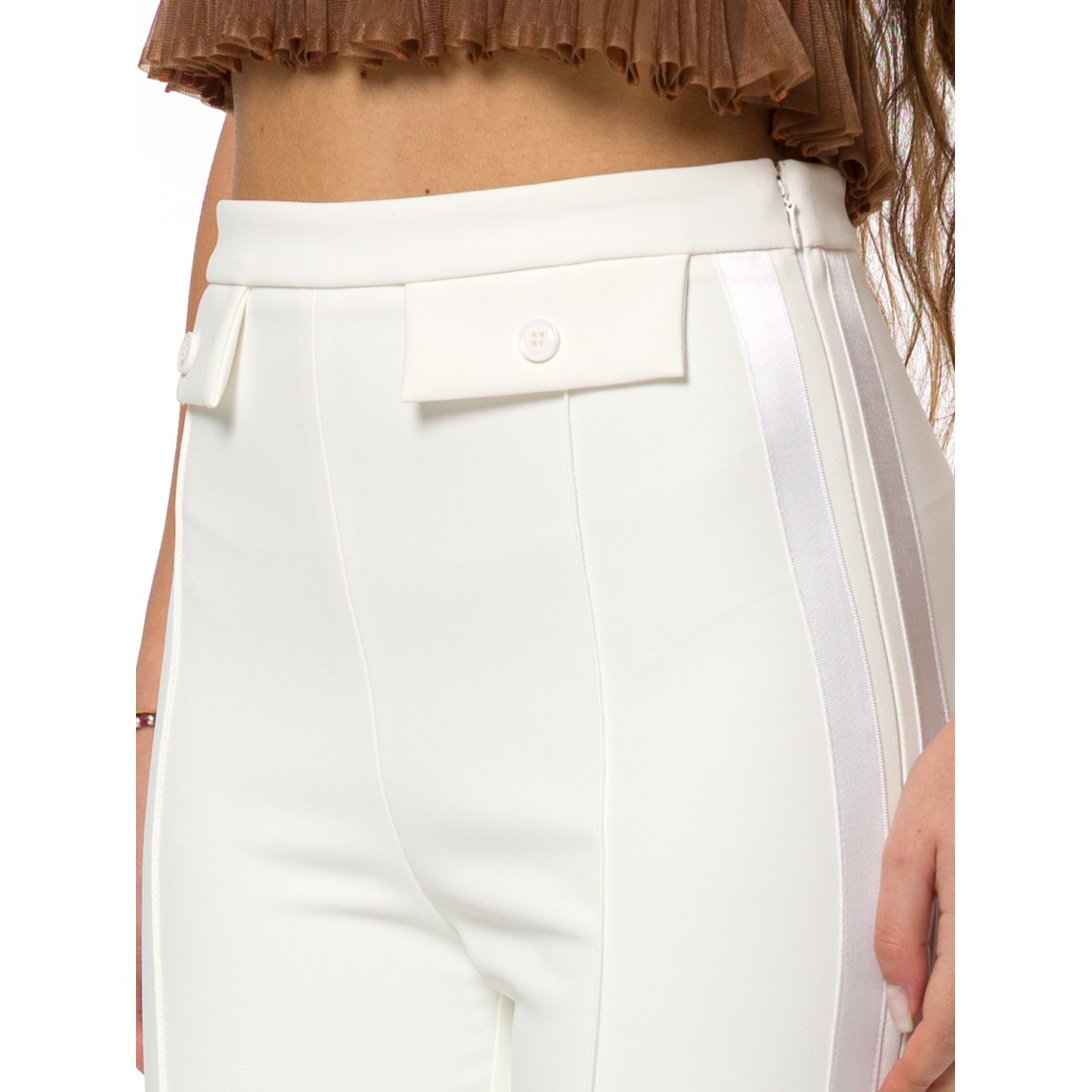 Pantaloni in crêpe leggero e raso Elisabetta Franchi