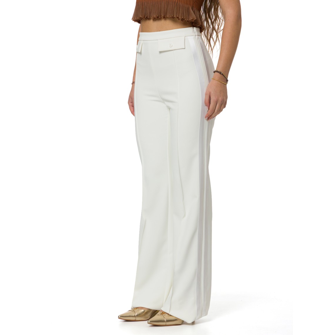 Pantaloni in crêpe leggero e raso Elisabetta Franchi