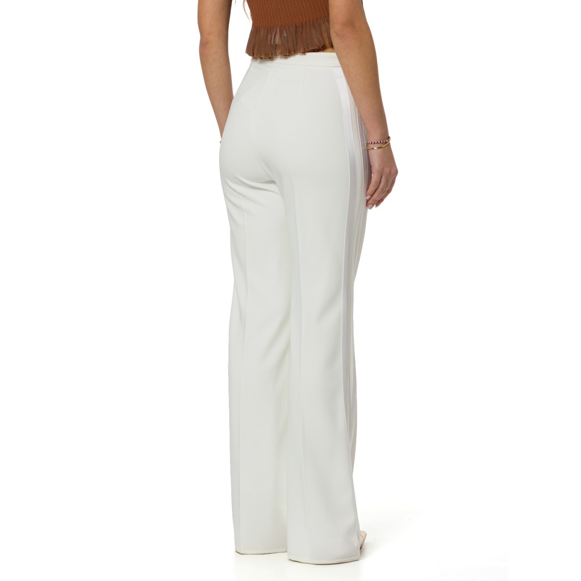 Pantaloni in crêpe leggero e raso Elisabetta Franchi