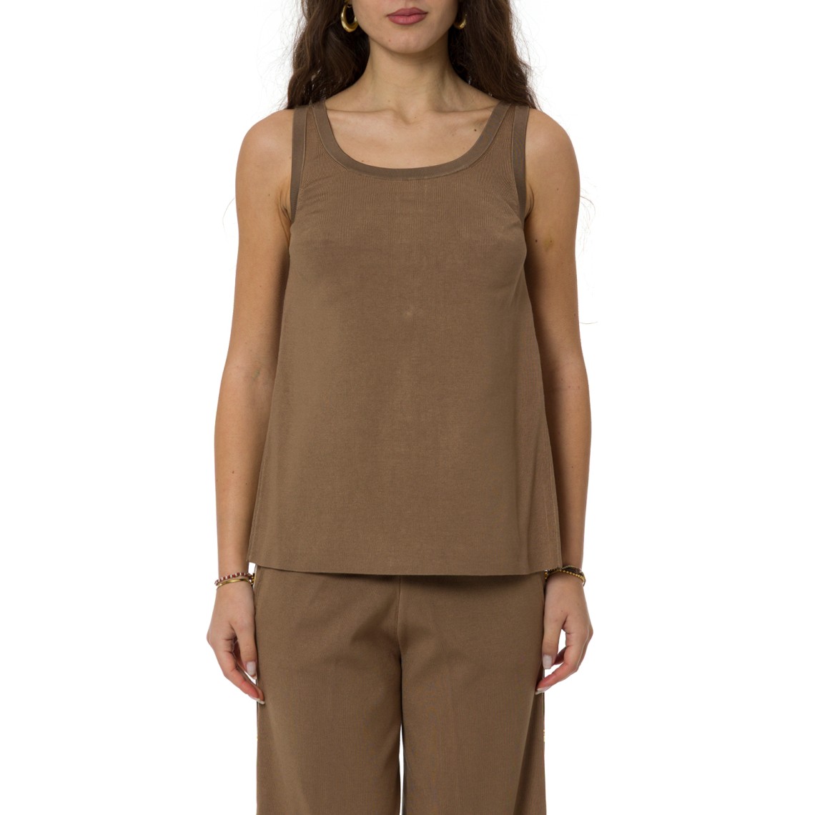 Top in maglia con bande in viscosa lucida Elisabetta Franchi