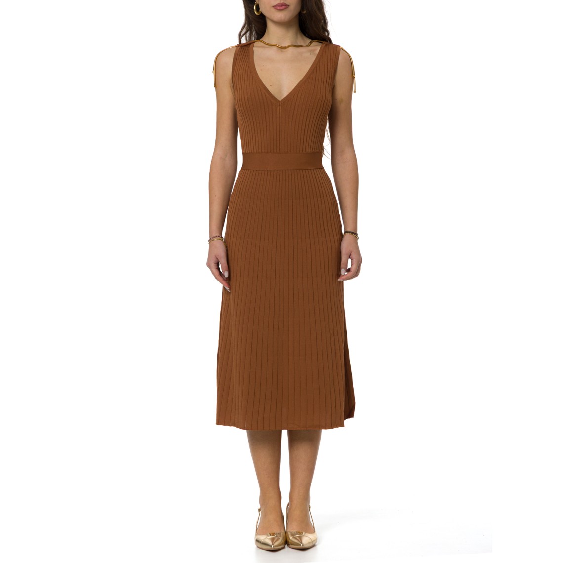 Abito in maglia à jour con dettaglio gioiello Elisabetta Franchi