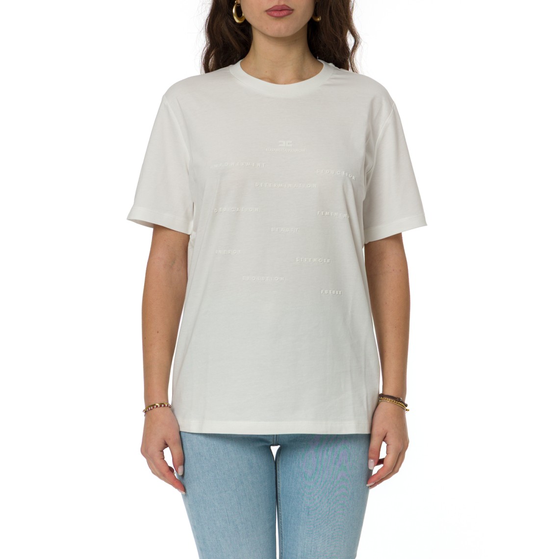 T-shirt Elisabetta Franchi in cotone con slogan
