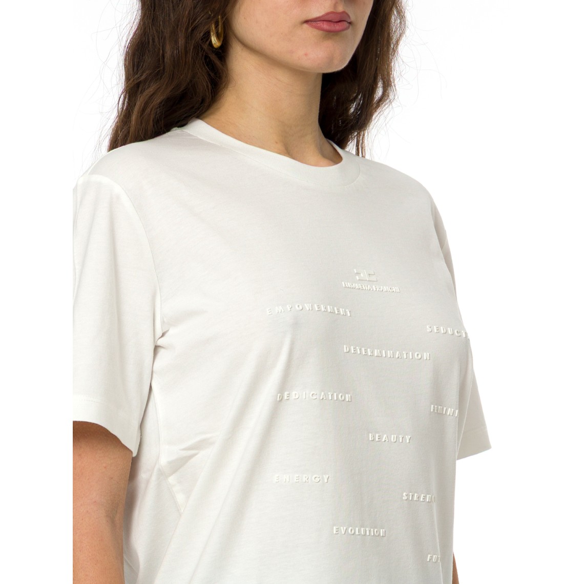 T-shirt Elisabetta Franchi in cotone con slogan