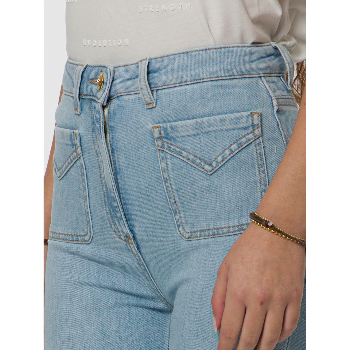 Jeans a zampetta con taschini Elisabetta Franchi