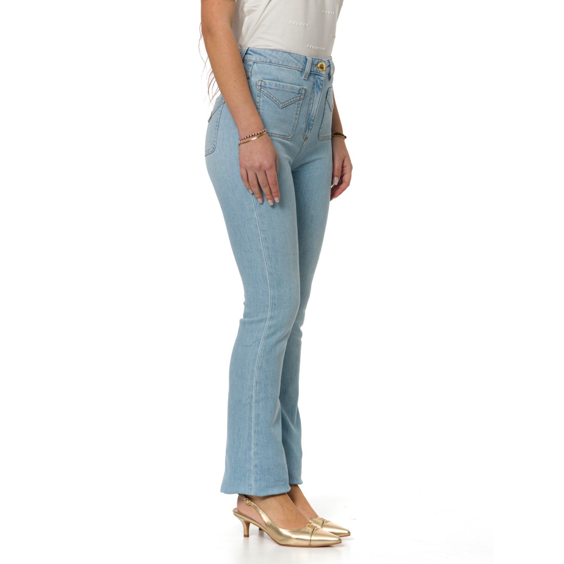 Jeans a zampetta con taschini Elisabetta Franchi
