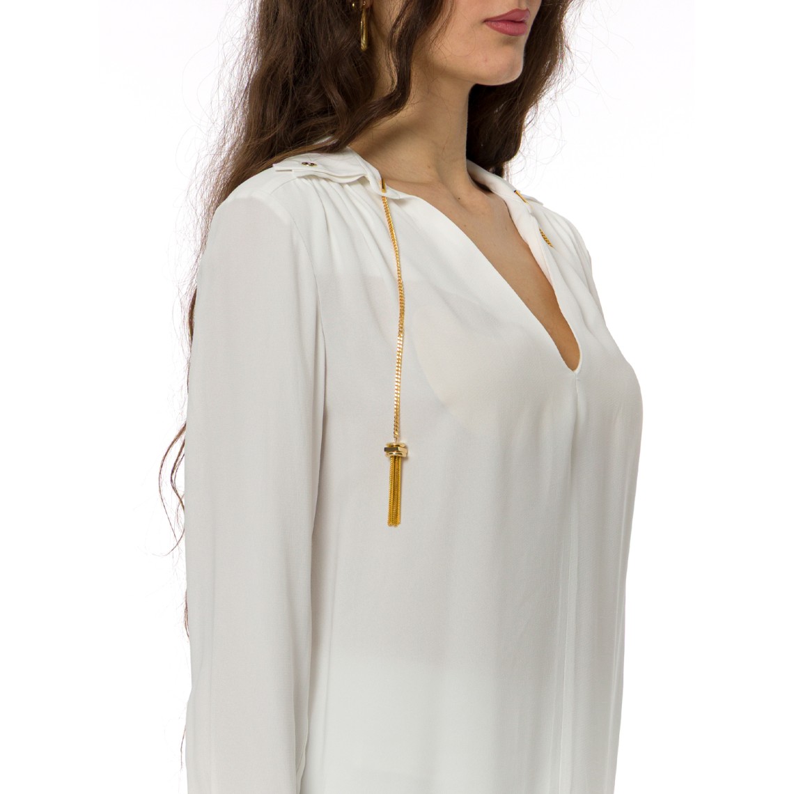 Camicia in georgette con dettagli gioiello Elisabetta Franchi