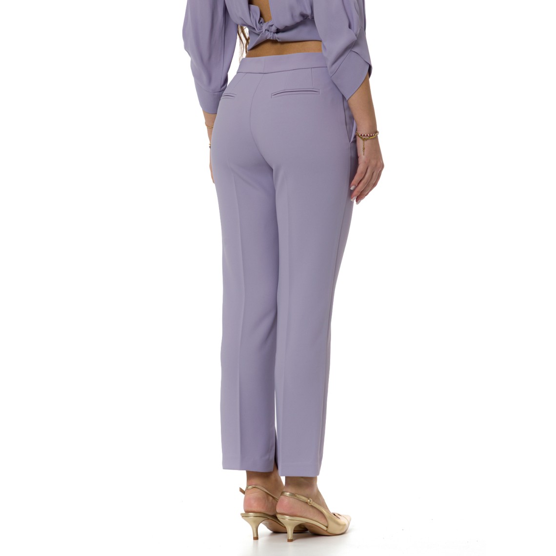 Pantaloni in crêpe leggero con logo charm Elisabetta Franchi