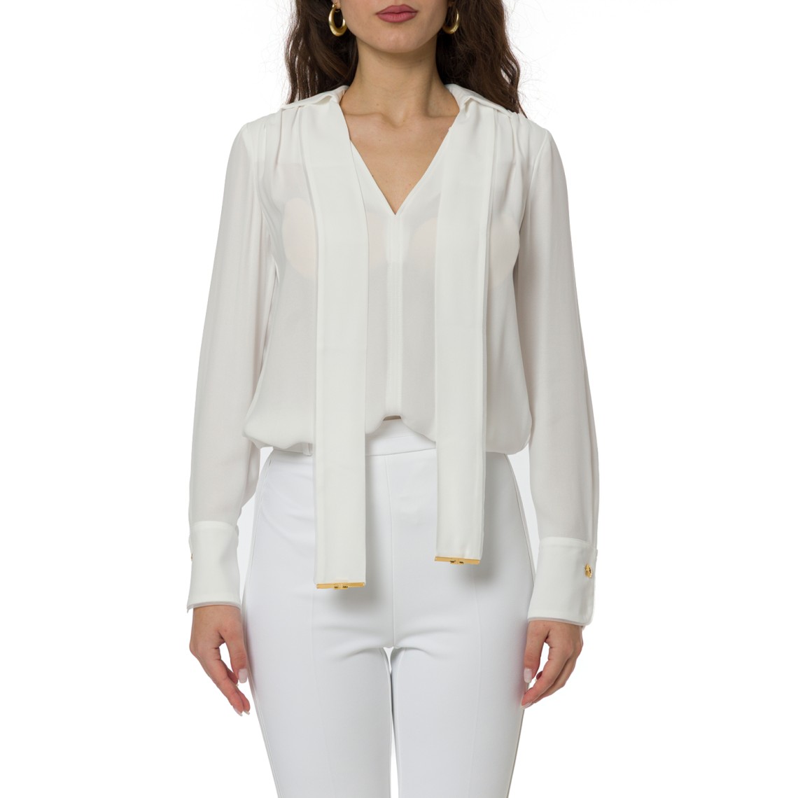 Camicia in georgette di viscosa con fusciacca Elisabetta Franchi