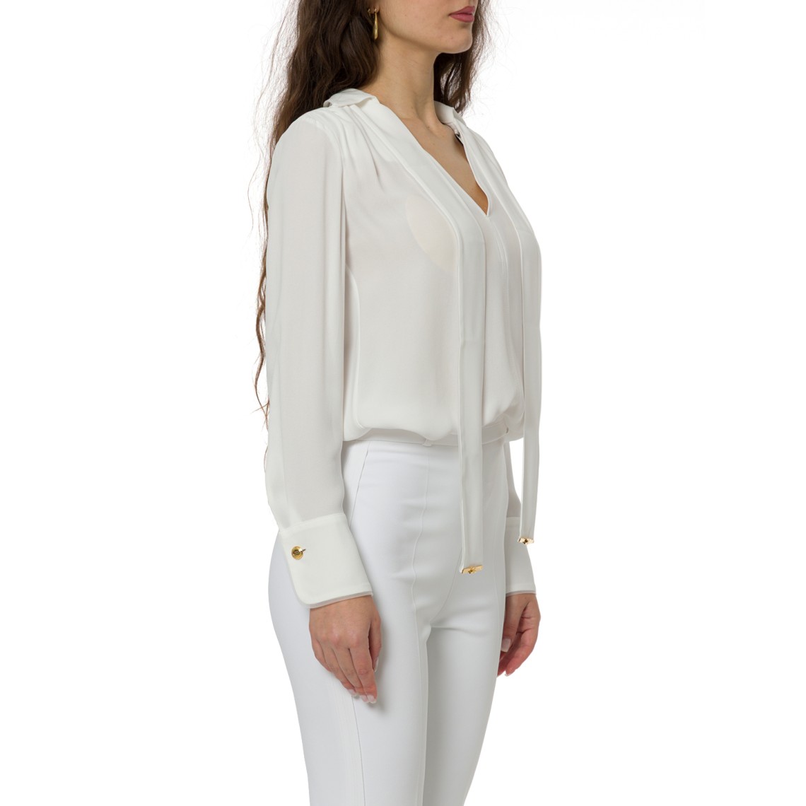 Camicia in georgette di viscosa con fusciacca Elisabetta Franchi