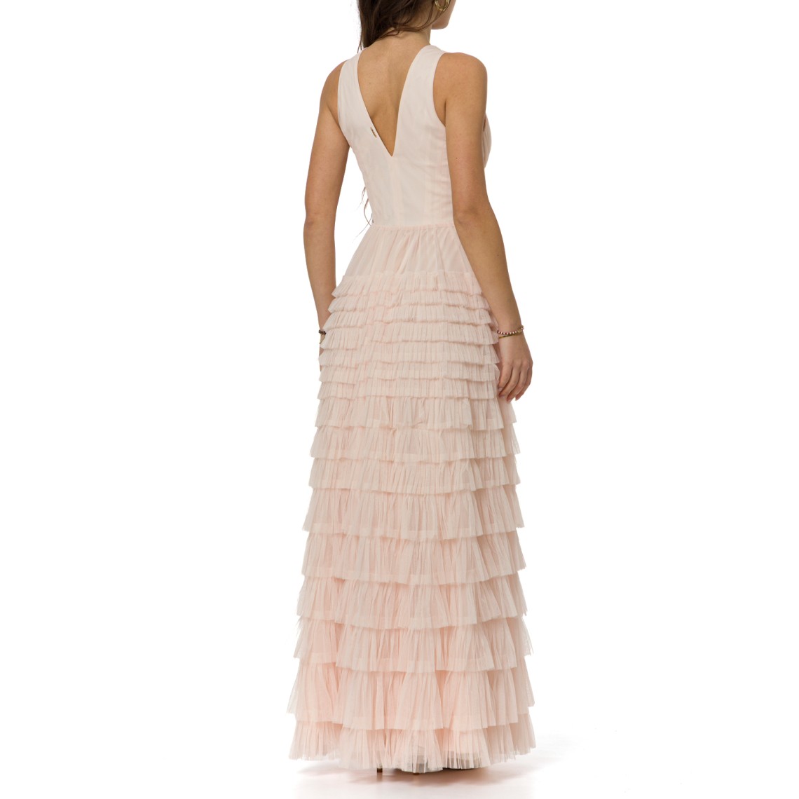 Abito lungo in tulle plissè a balze Twinset