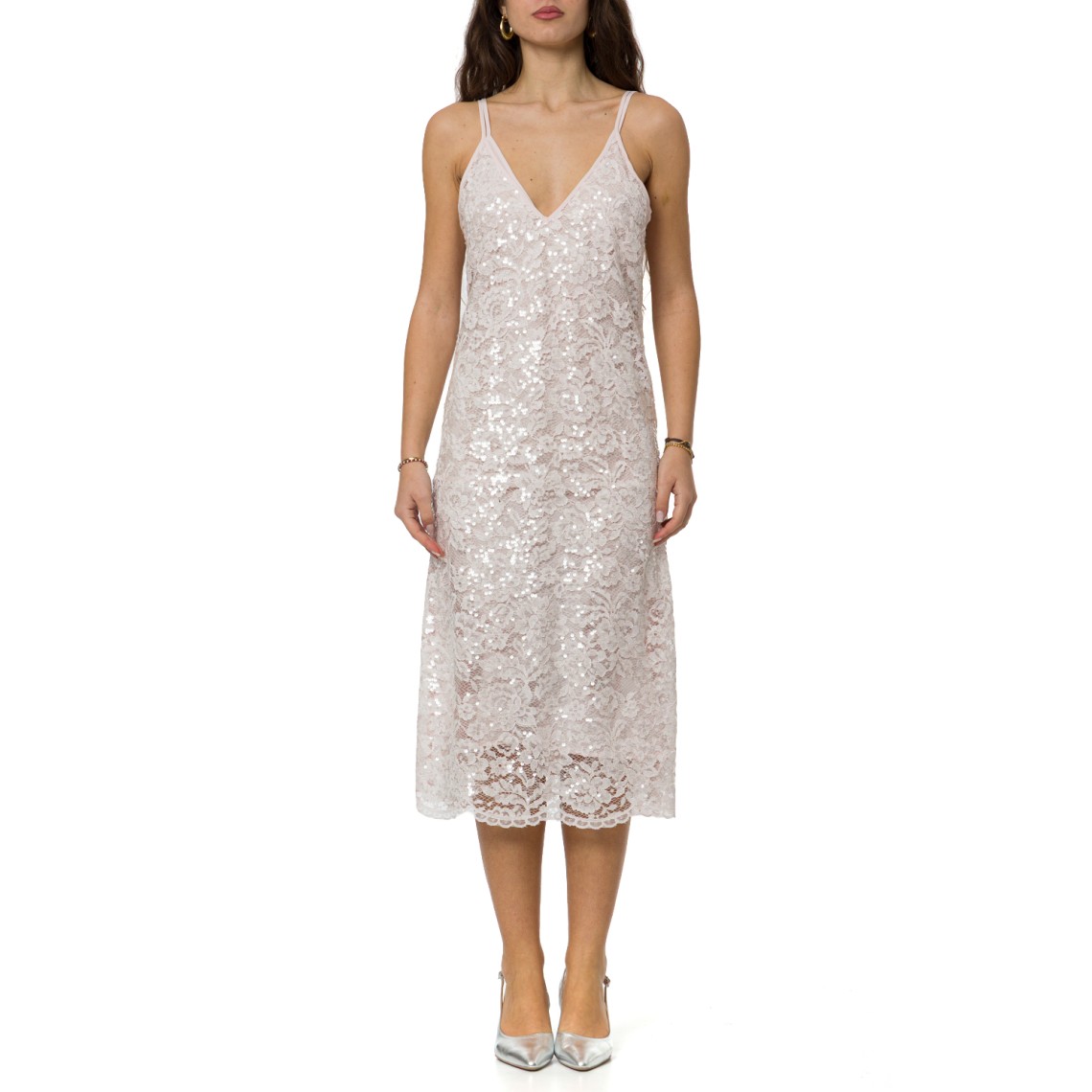 Abito longuette in pizzo con paillettes Twinset