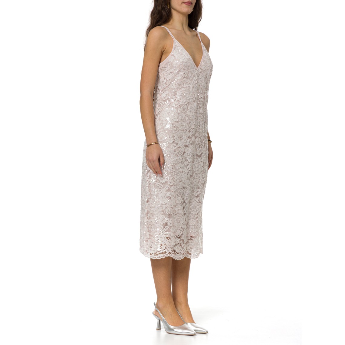 Abito longuette in pizzo con paillettes Twinset