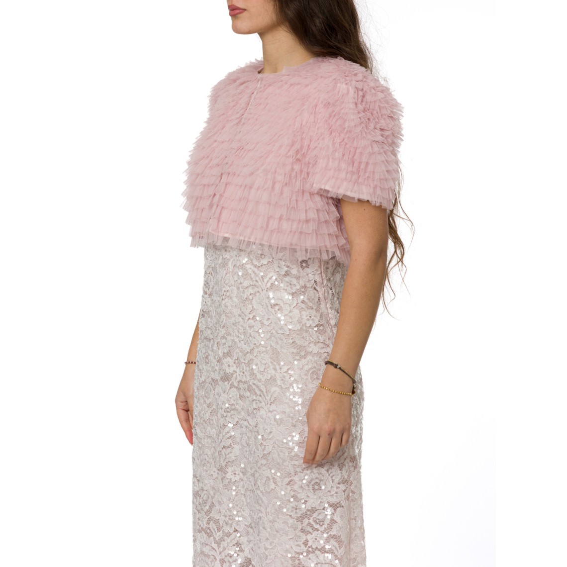 Giacca cropped in tulle con balze Twinset