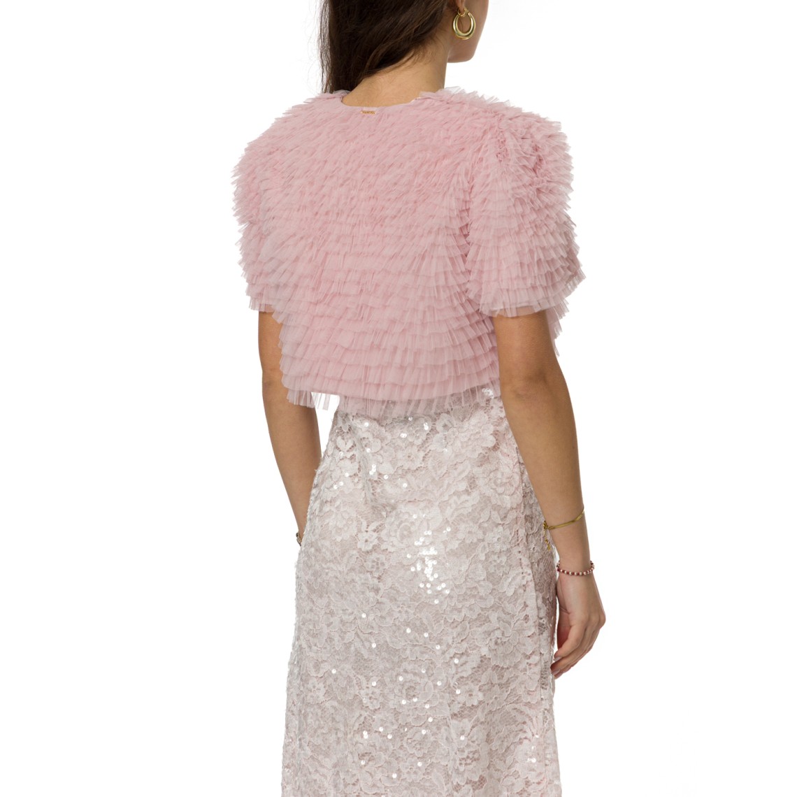 Giacca cropped in tulle con balze Twinset