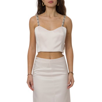Top cropped in duchesse con ricamo Twinset