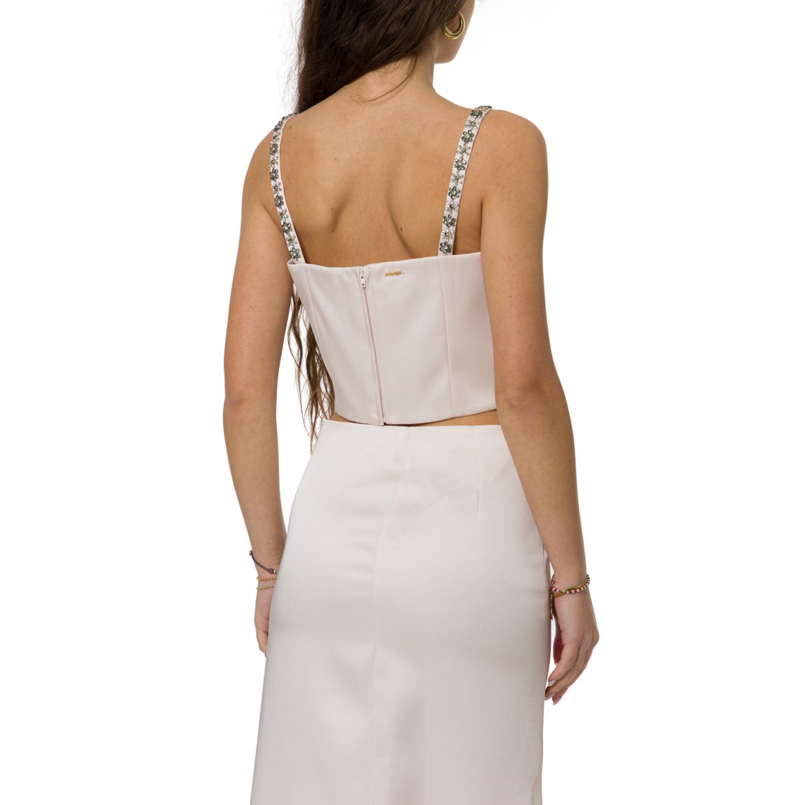 Top cropped in duchesse con ricamo Twinset