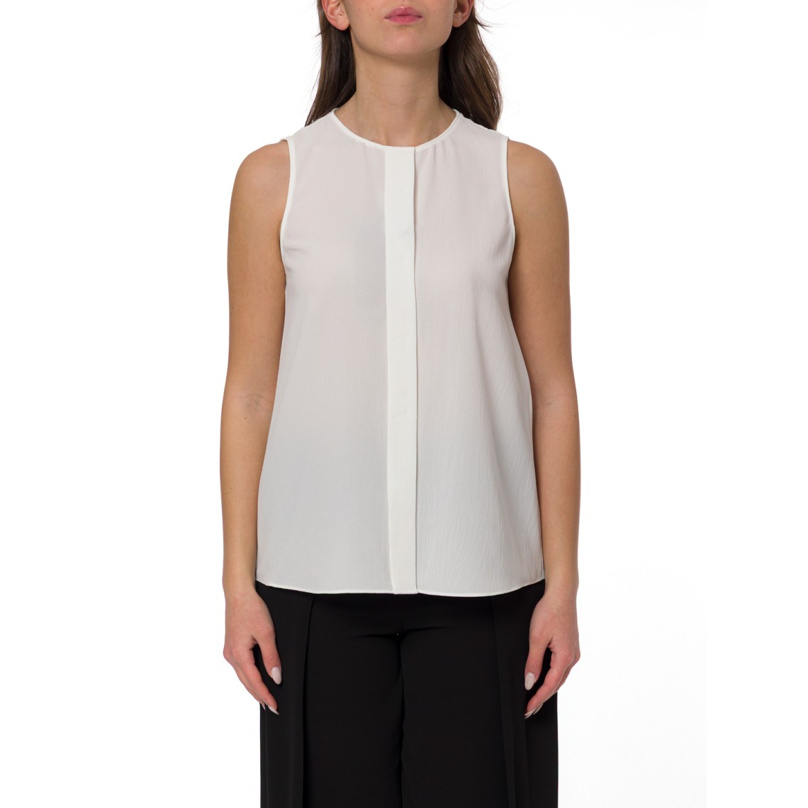 Top con bottoni sul retro in crepe fluido Emporio Armani