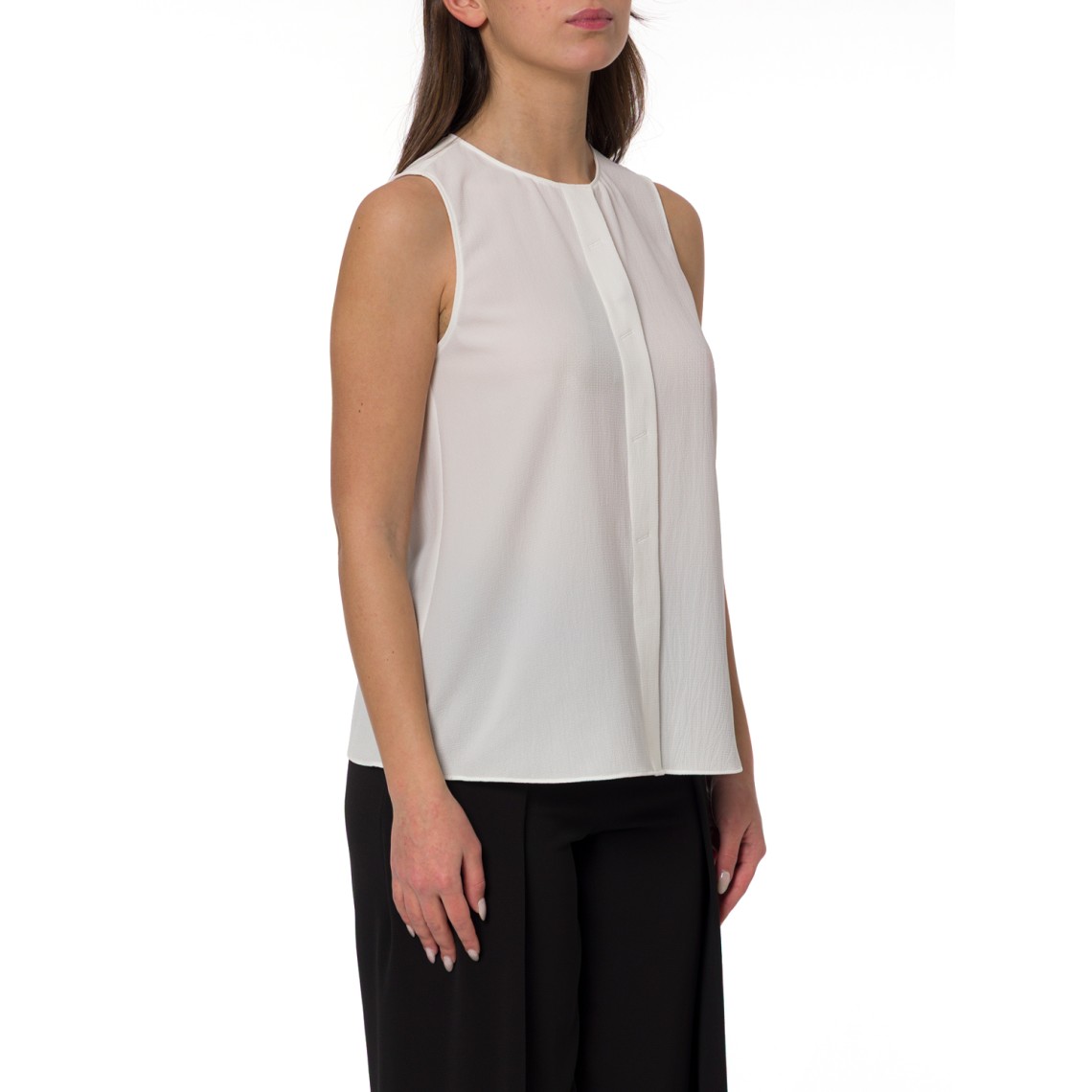 Top con bottoni sul retro in crepe fluido Emporio Armani