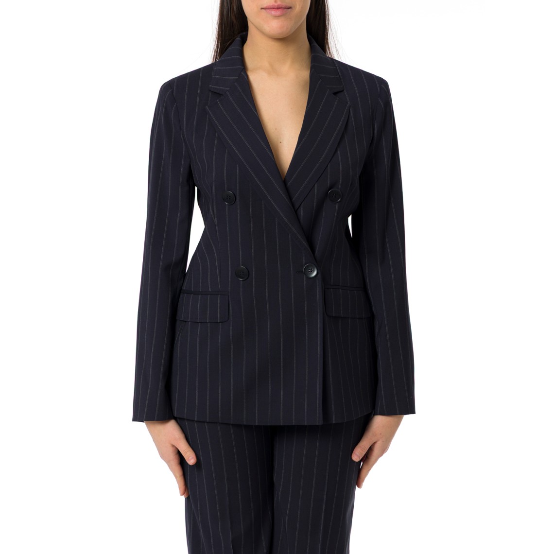 Blazer doppiopetto in lana gessata Mstonagro Max Mara Studio